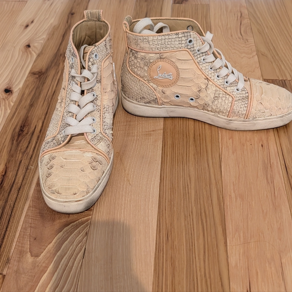 Christian Louboutin Beige High-Top Sneakers
